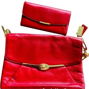 NEW Coach Red and Gold Clutch with Wallet